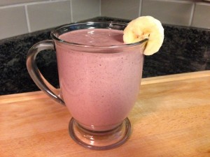 Chocolate raspberry smoothie in cup