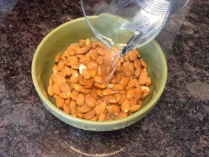 Adding water to soak nuts