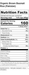 Organic Brown Basmati Rice - U-RAAW! Health Foods