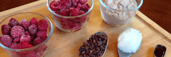Ingredients for raspberry protein shake