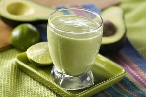 Pineapple avocado smoothie in glass