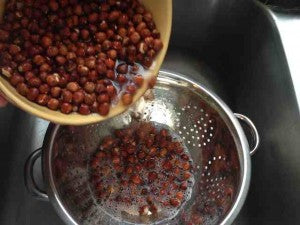 Rinsing nuts and adding fresh water