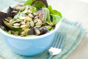 Pumpkin seeds in a salad