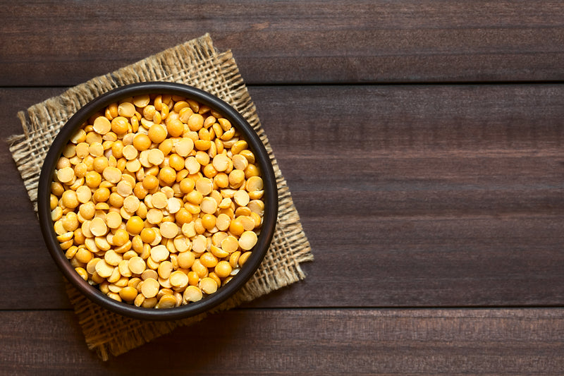 yellow split peas in bowl