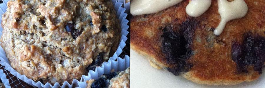 2 in 1 Vegan Banana Blueberry Muffins or Pancakes